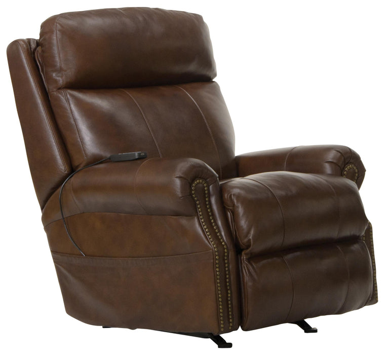 Vito Leather Power Rocker Recliner with Power Adjustable Headrest and Lumbar and CR3 Therapeutic Massage